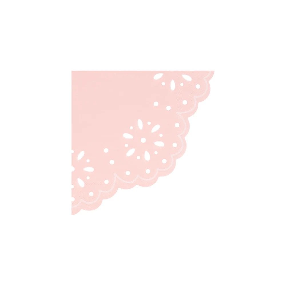 16 BRODERIE ANGLAISE LACE NAPKINS - PINK + PEACH