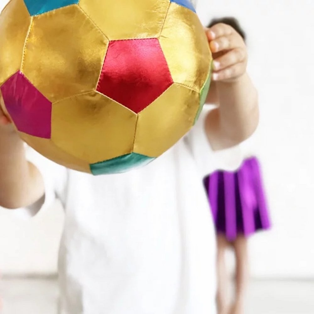LARGE FABRIC PLAY BALL 22cm - GOLD MULTICOLOUR
