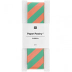 STRIPE RIBBON - NEON RED & TURQUOISE