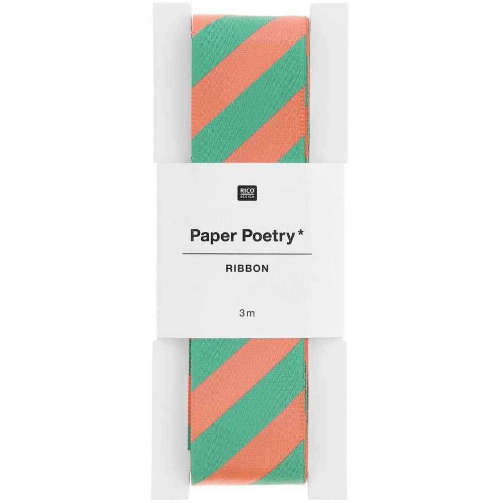 STRIPE RIBBON - NEON RED & TURQUOISE