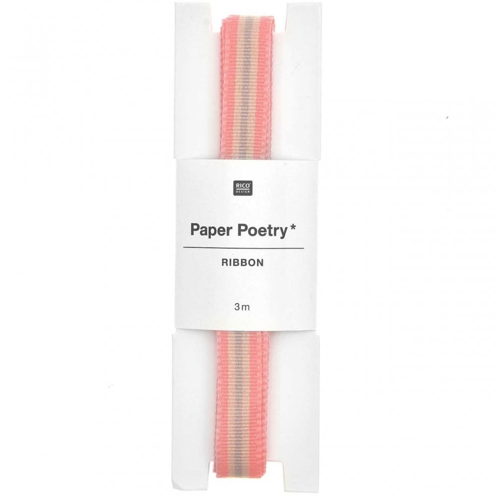 MULTI STRIPE RIBBON - NEON PINK , YELLOW & GREY
