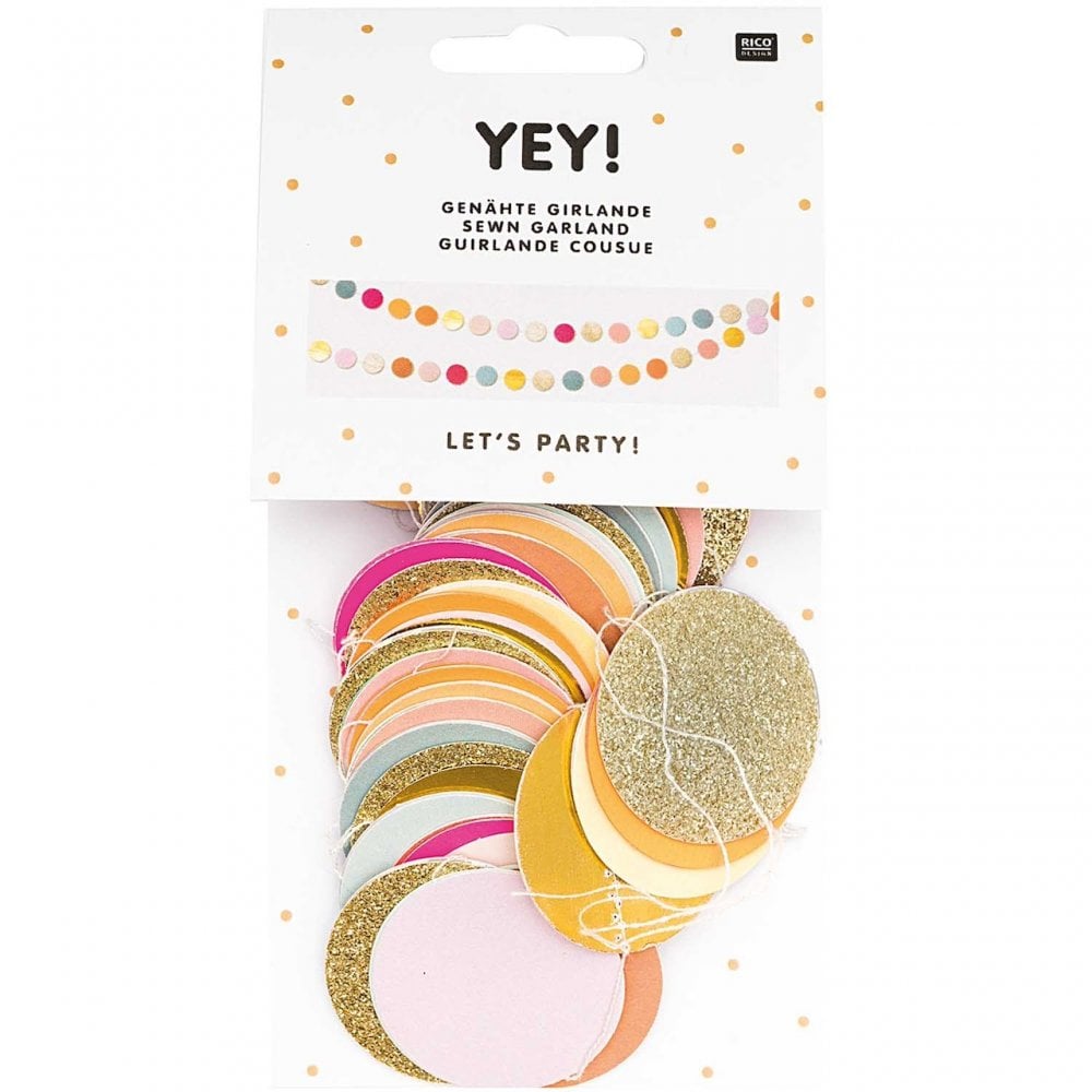 SEWN PAPER CIRCLE GARLAND - GLITTER MIX