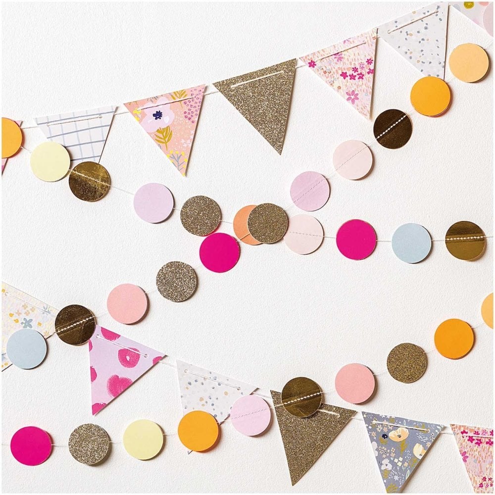 SEWN PAPER CIRCLE GARLAND - GLITTER MIX