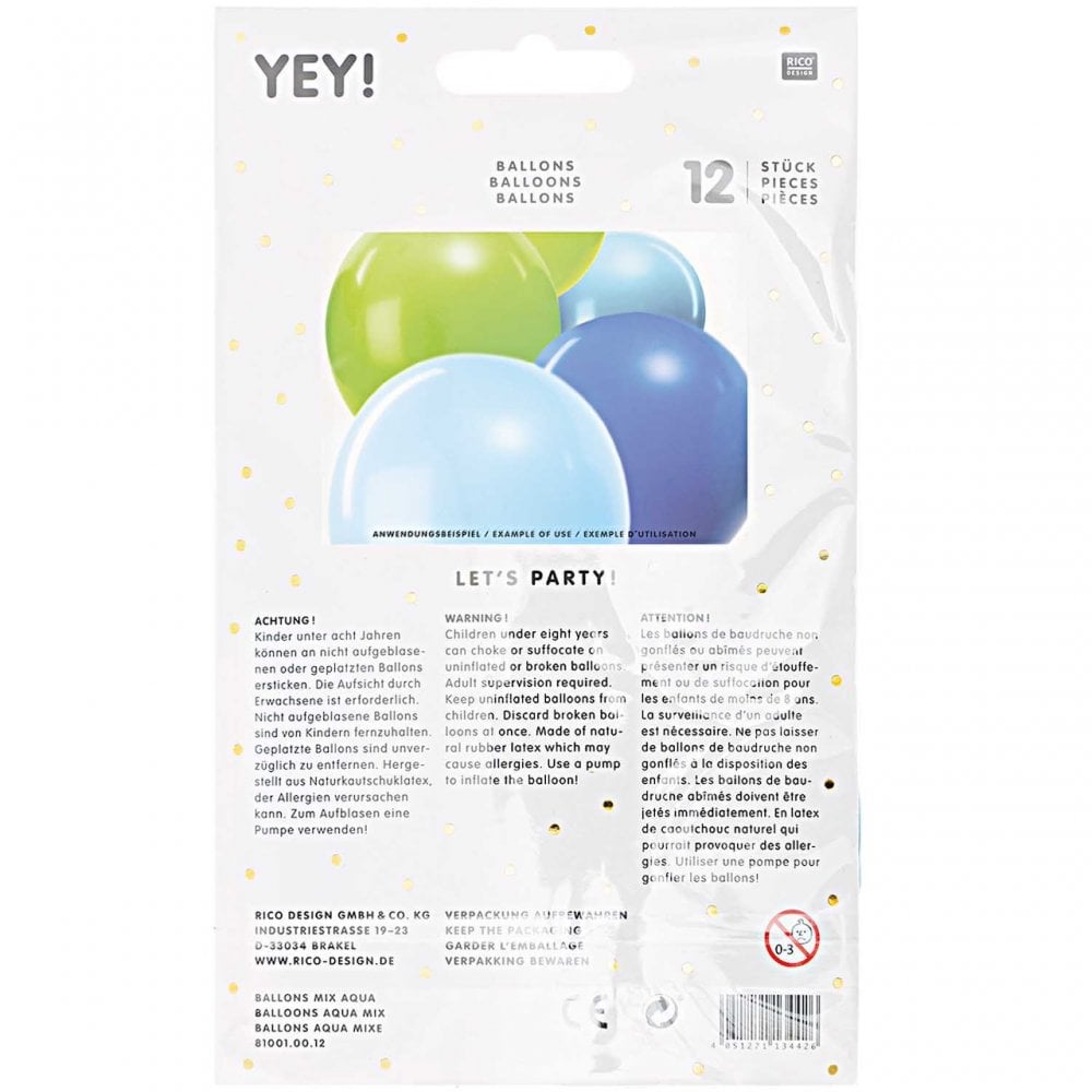 12 BALLOONS - AQUA MIX