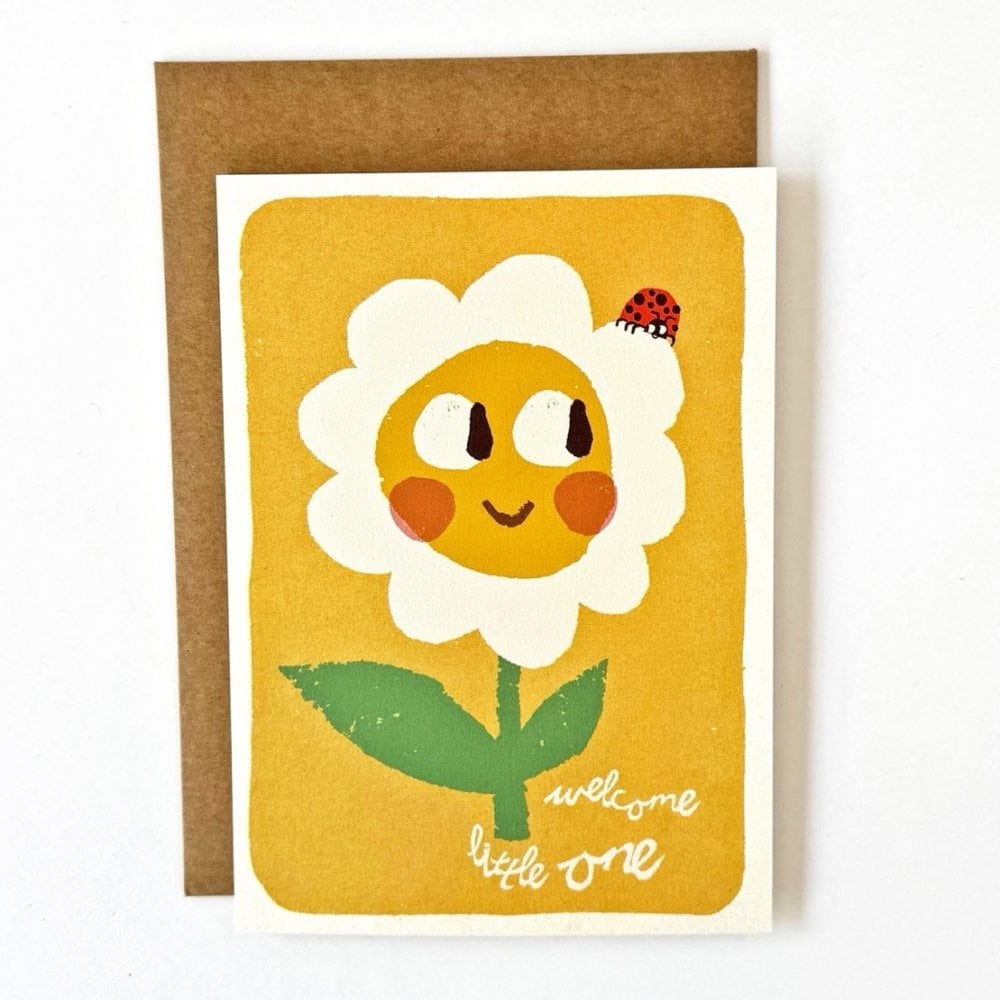 WELCOME LITTLE ONE YELLOW DAISY CARD