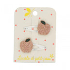 2 MINI APPLE HAIR CLIPS - GLITTER