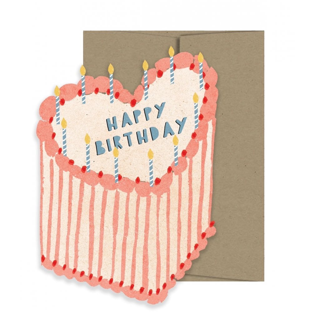 HEART BIRTHDAY CAKE DIE CUT CARD