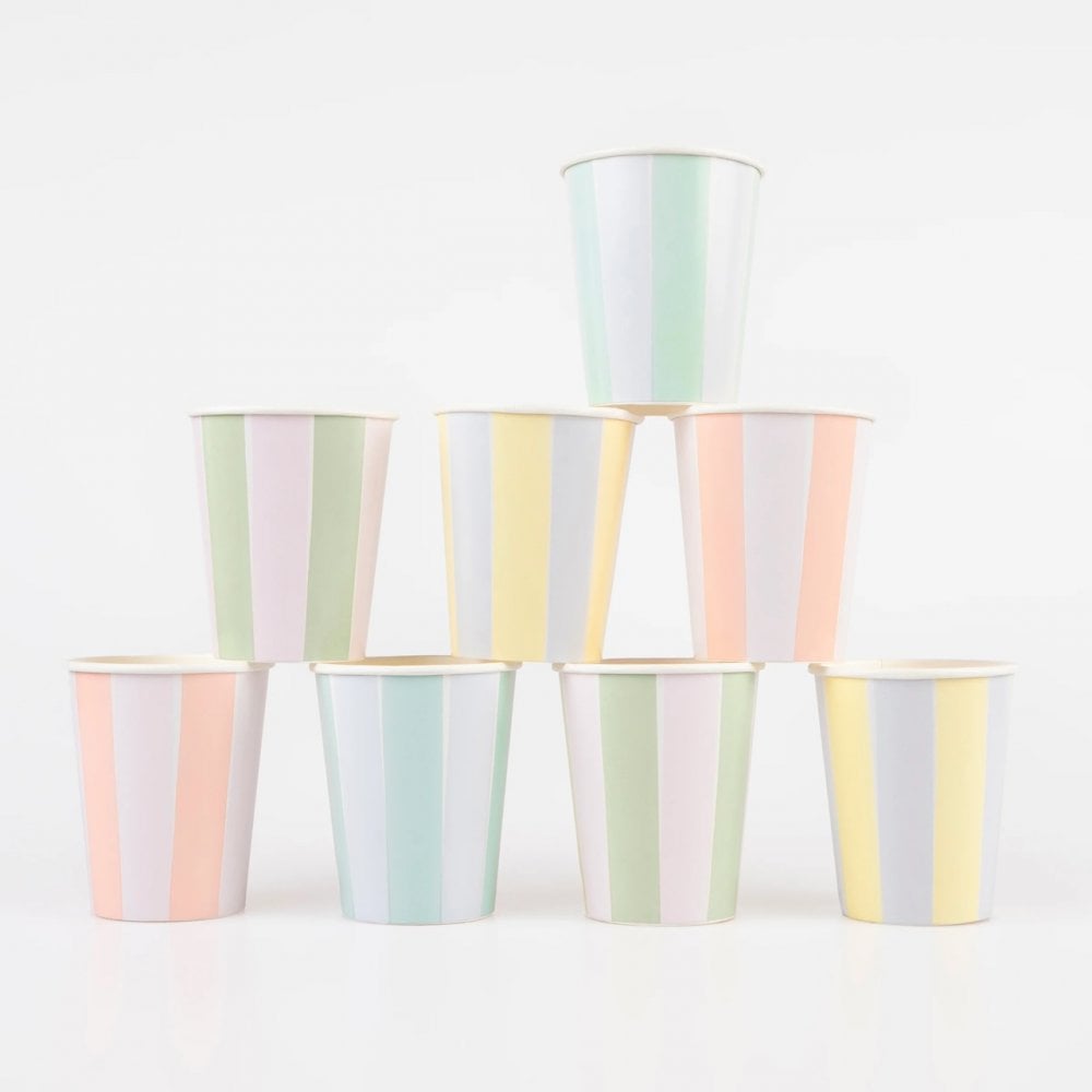 8 PASTEL STRIPE CUPS
