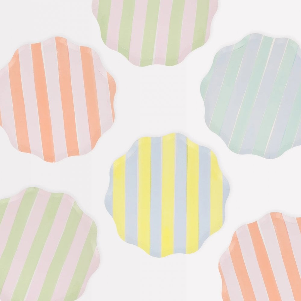 8 PASTEL STRIPE PLATES