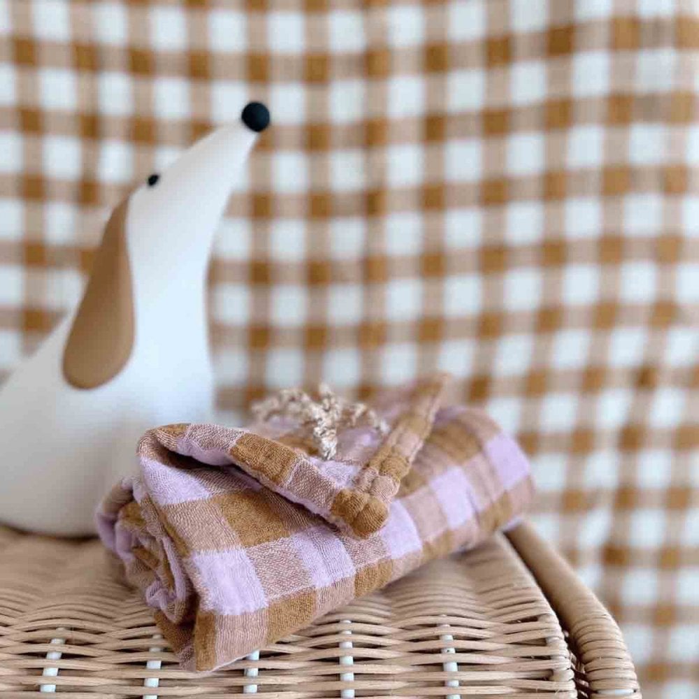 BIANCA SWADDLE - VICHY CARAMEL / LILAC