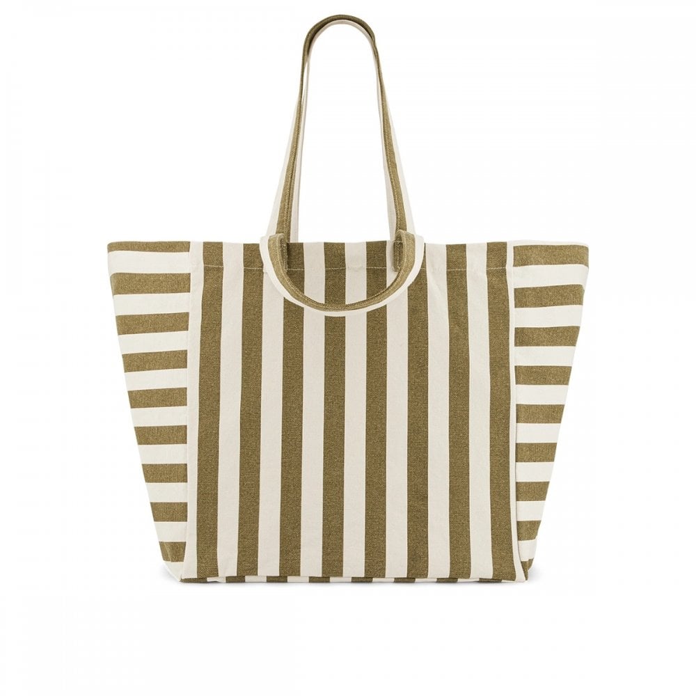 ELISA TOTE BAG - OLIVE + GREIGE STRIPE