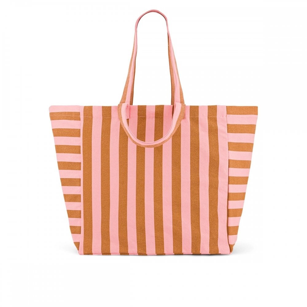 ELISA TOTE BAG - CARAMEL + STRAWBERRY STRIPE