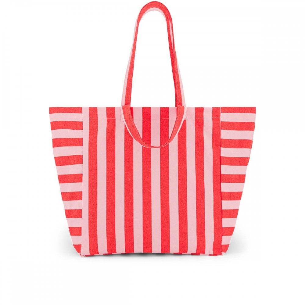 ELISA TOTE BAG - TOMATO + CANDY PINK STRIPE