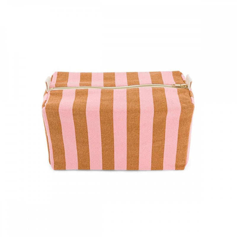 VIC WASH BAG - Stripes Caramel / Strawberry