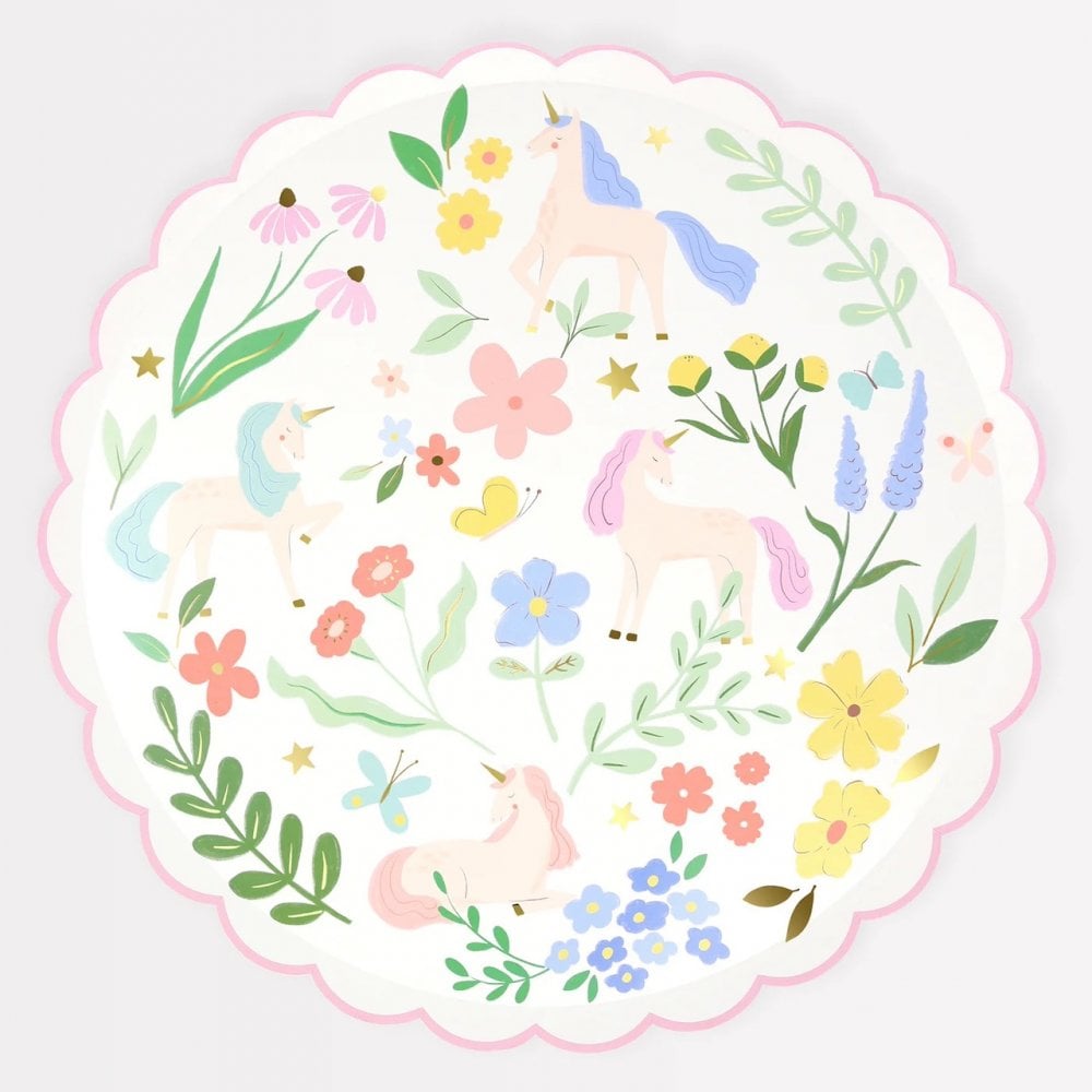 8 MEADOW UNICORN PLATES