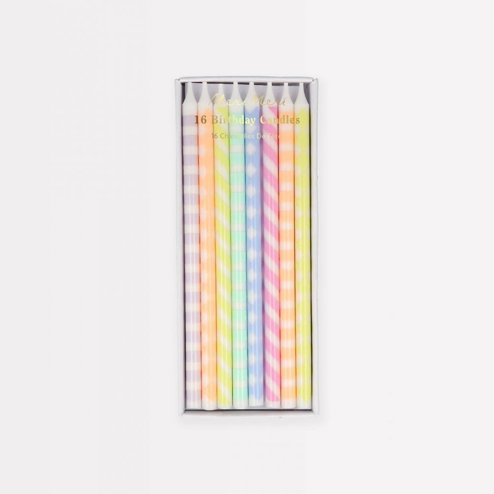 16 PASTEL PATTERNED CANDLES