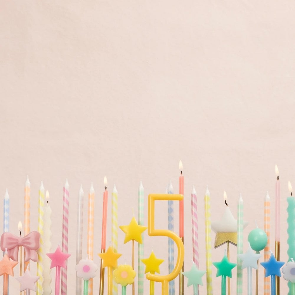 12 RAINBOW STAR SHAPED CANDLES