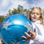 XL FABRIC PLAY BALL 30cm - BLUE WITH SILVER STARS