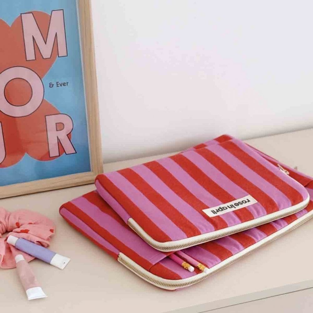 LAPTOP SLEEVE - STRIPES ORCHID / TOMATO