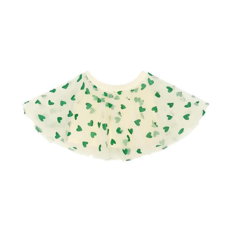 TUTU - Vanilla/Green glitter Hearts