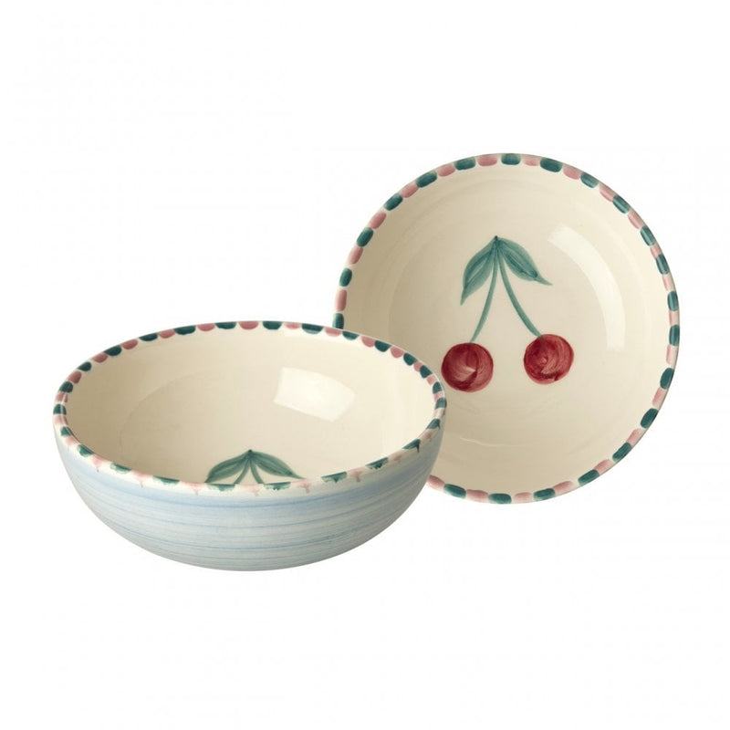 CERAMIC BOWL WITH HAND PAINTED - Cherry Blue