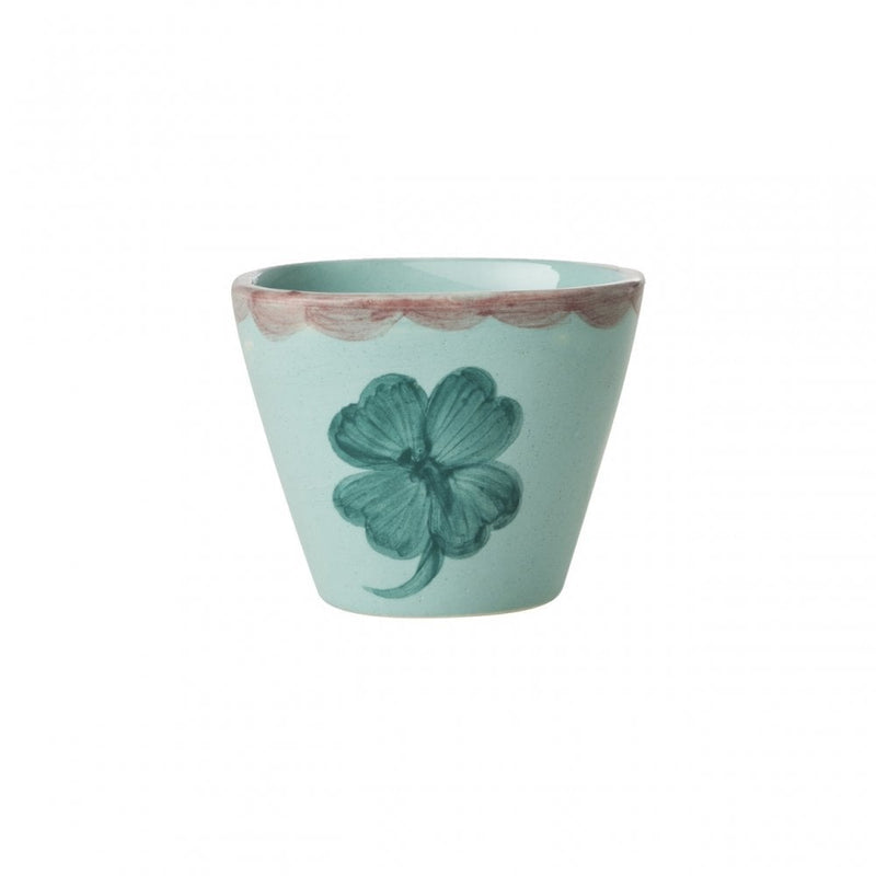 EXTRA SMALL CERAMIC CUP HAND PAINTED - CLOVER