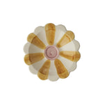 SMALL CERMAIC FLOWER DIPPING BOWL  HAND PAINTED STRIPES