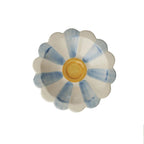 SMALL CERMAIC FLOWER DIPPING BOWL  HAND PAINTED STRIPES