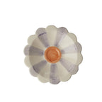 SMALL CERMAIC FLOWER DIPPING BOWL  HAND PAINTED STRIPES
