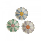 SMALL CERMAIC FLOWER DIPPING BOWL  HAND PAINTED STRIPES