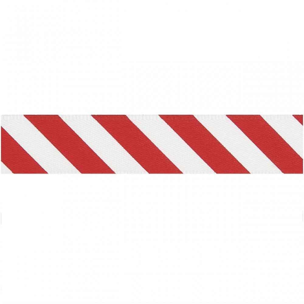 CANDY STRIPE RIBBON - RED + WHITE