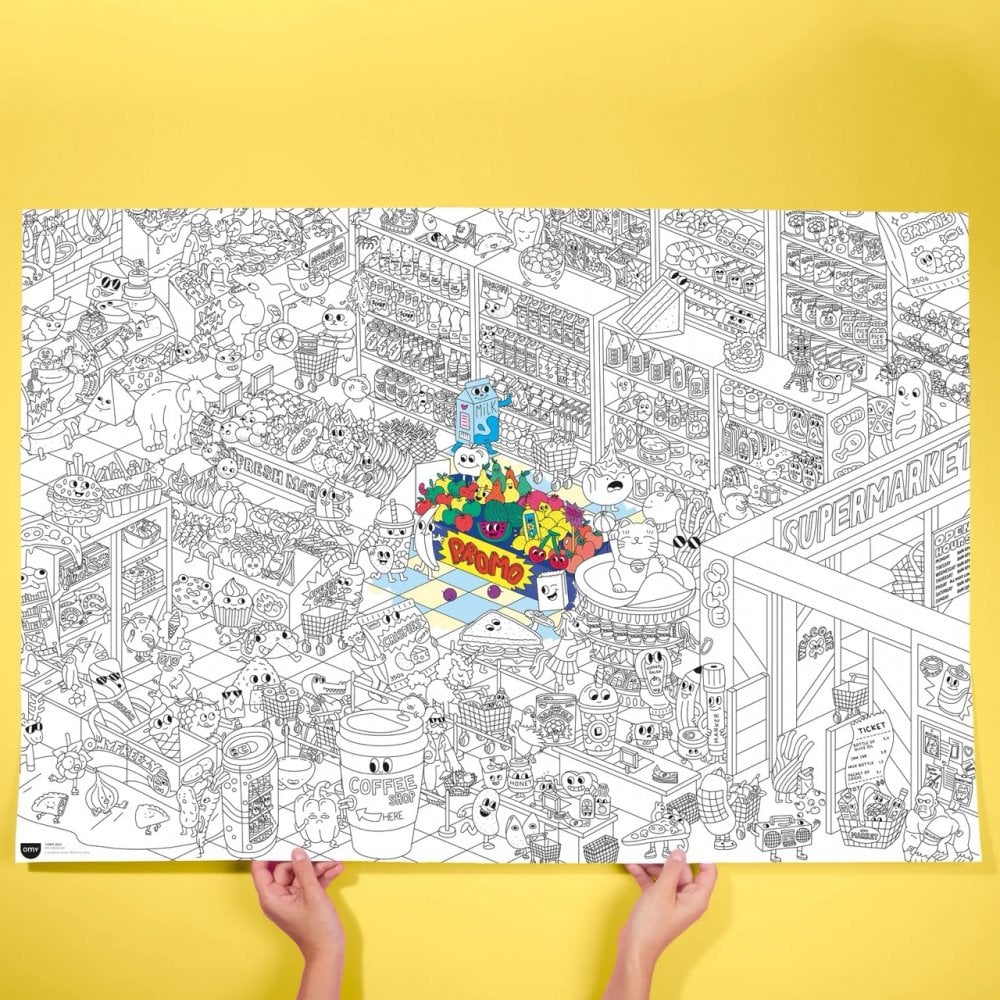 GIANT COLOURING POSTER - SUPER MARKET