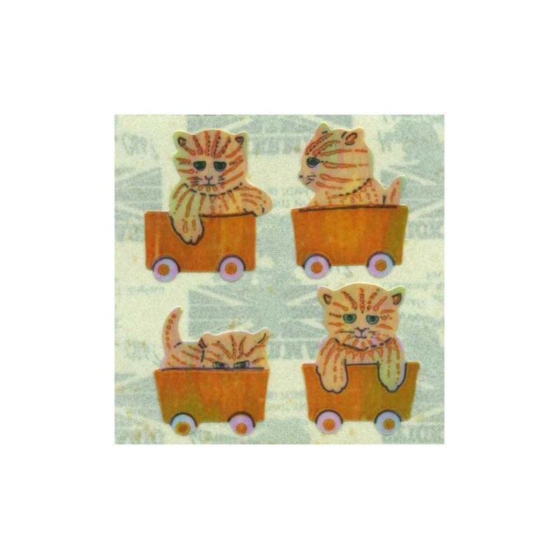PEARLY STICKER SHEET - Kittens in train