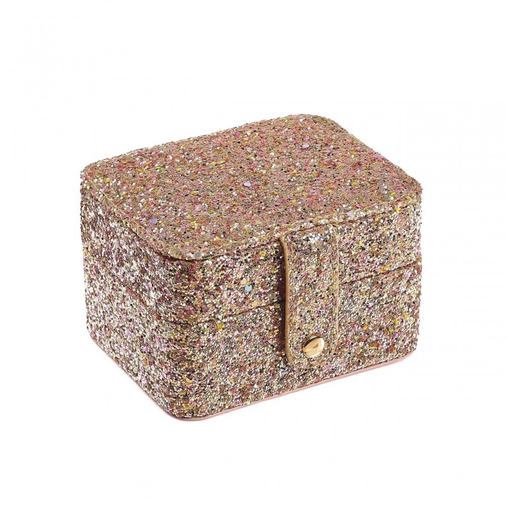 CONFETTI GOLD GLITTER JEWELLERY BOX - MEDIUM