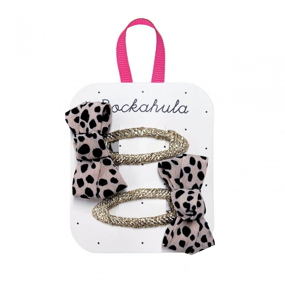 TWISTY BOW HAIR CLIPS - LEOPARD LOVE