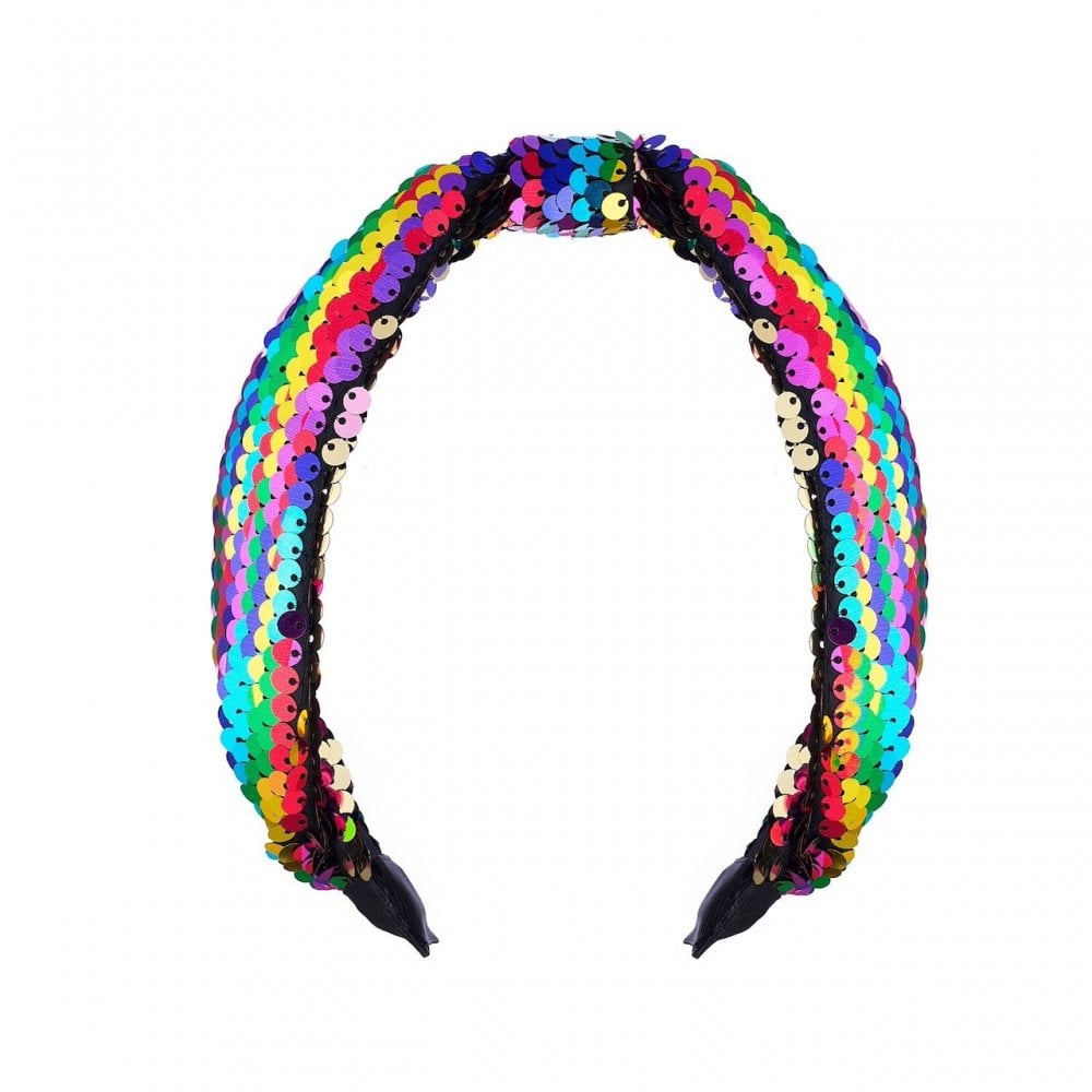 KNOTTED ALICE HEADBAND - RAINBOW SEQUIN