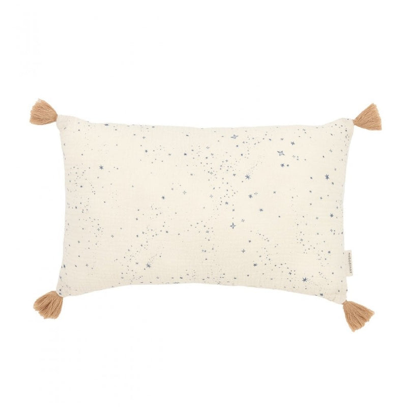 WABI SABI SMALL TASSEL RECTANGULAR CUSHION - Blue Milky Way