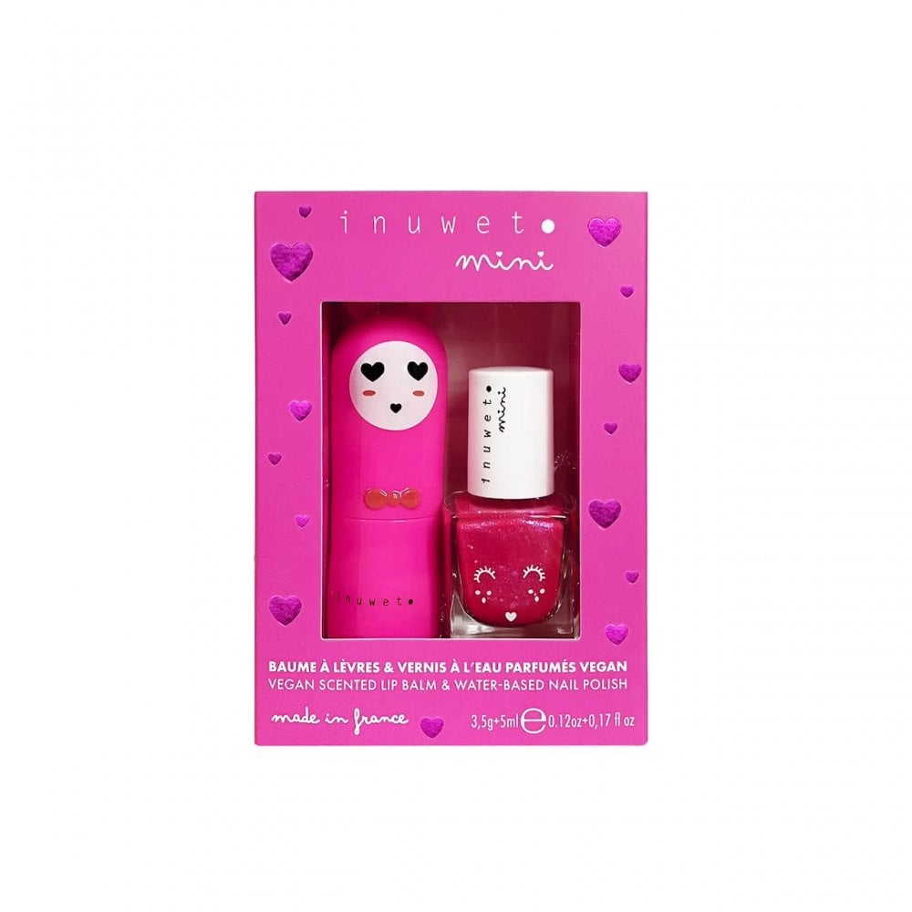SCENTED LIP BALM + STAR NAIL VARNISH SET - FUCHSIA