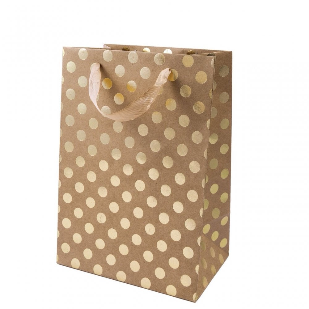 GIFT BAG - NATURAL GOLD DOTS