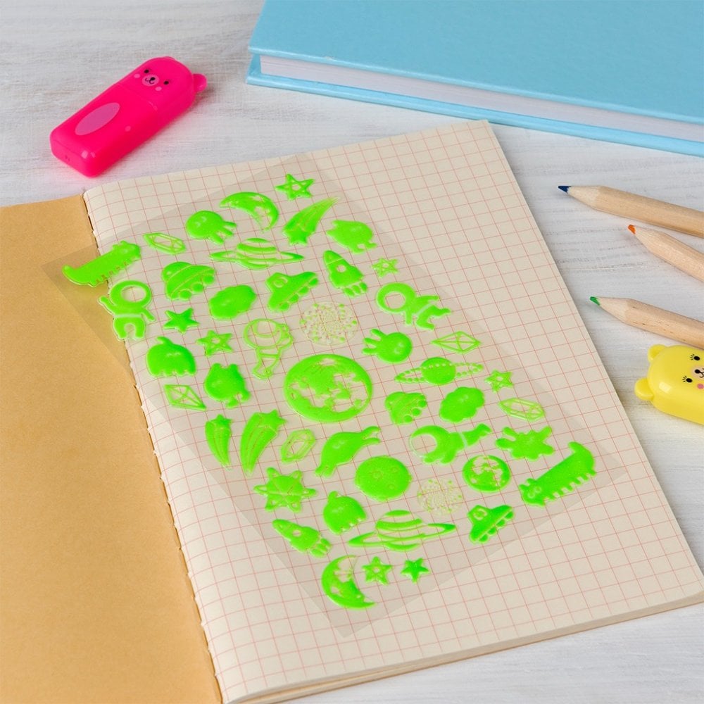 3D PUFFY STICKERS - SPACE GLOW IN THE DARK