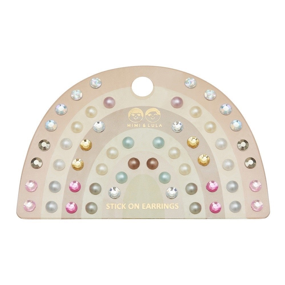 PINK GEM + PEARL STICK ON EARRINGS