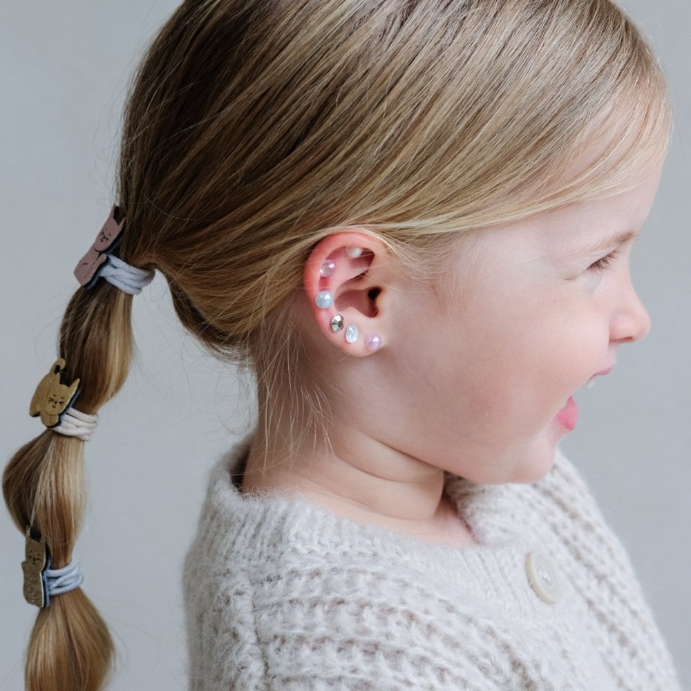 PINK GEM + PEARL STICK ON EARRINGS