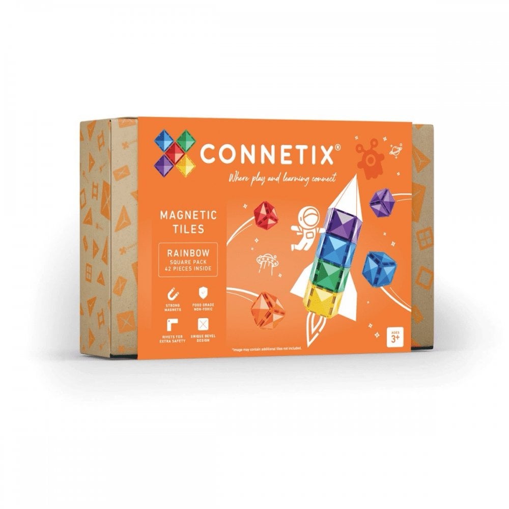 MAGNETIC TILES 42 PIECE SQUARE PACK - RAINBOW