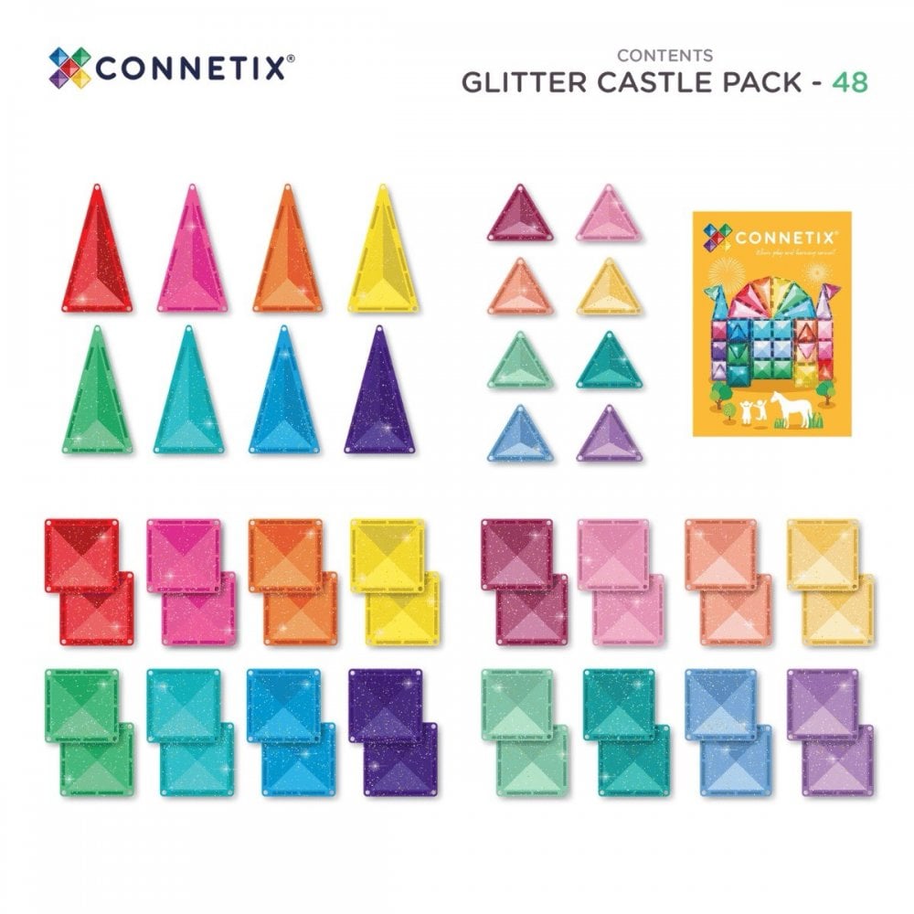 MAGNETIC TILES 48 PIECES - GLITTER CASTLE