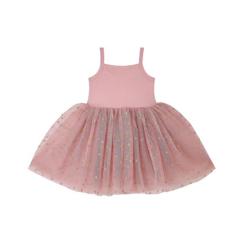 GLITTER STAR DRESS - Vintage Pink & Gold