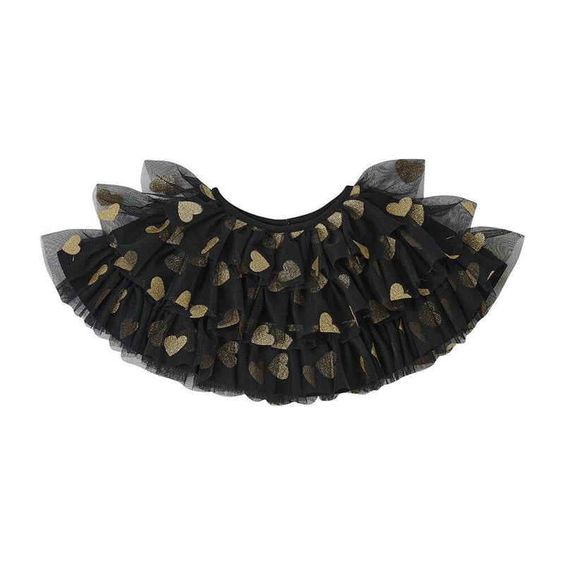 GLITTER HEART CAPE - Black & Gold