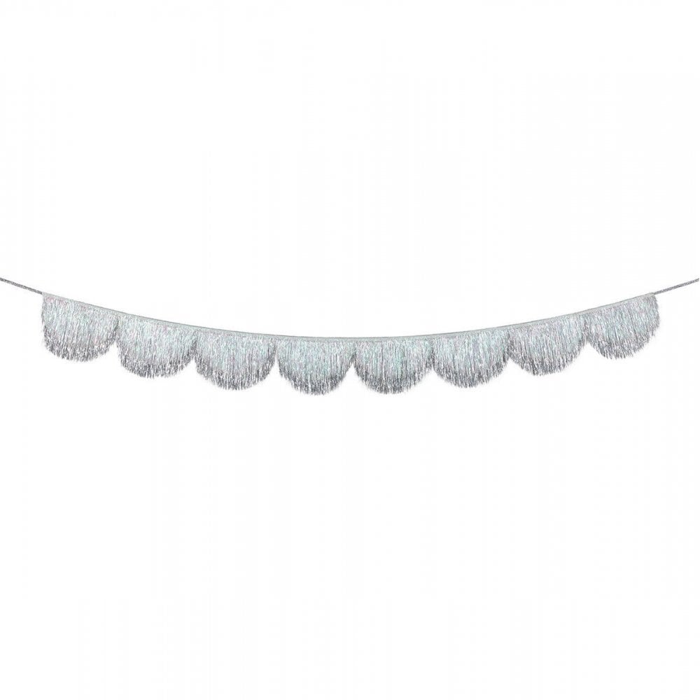 SILVER IRIDESCENT TINSEL SCALLOP GARLAND