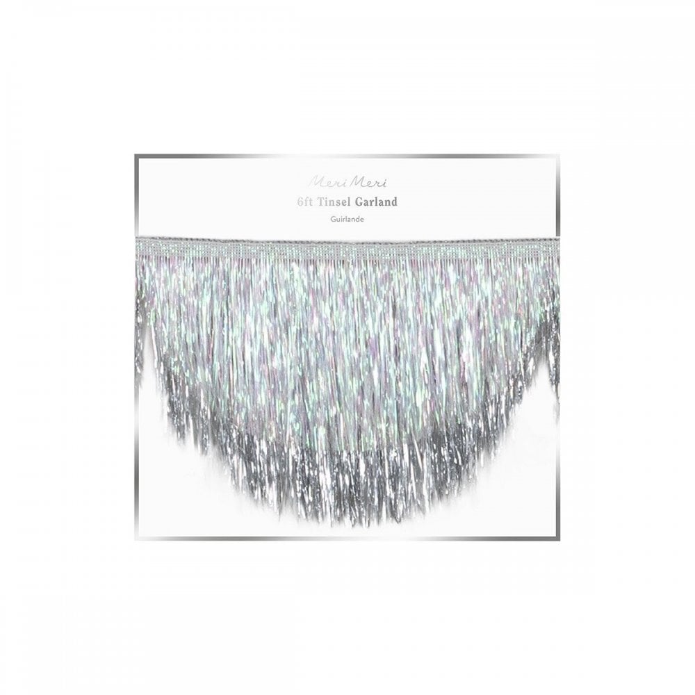 SILVER IRIDESCENT TINSEL SCALLOP GARLAND
