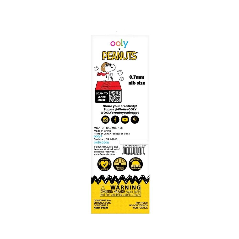 OOLY x PEANUTS 3 COLOUR ERASABLE GEL PEN (6 YEARS+)