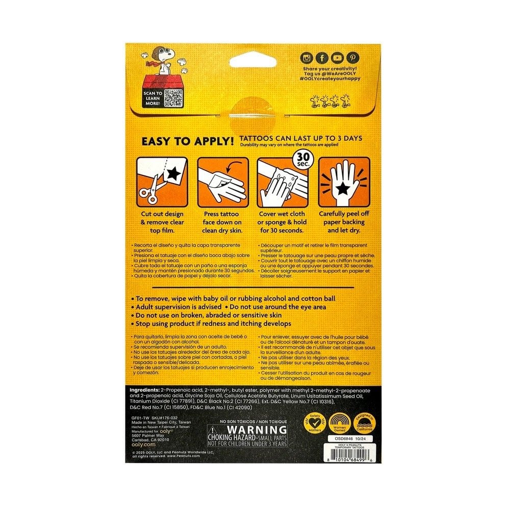 OOLY + PEANUTS TEMPORARY TATTOOS (3 YEARS+)